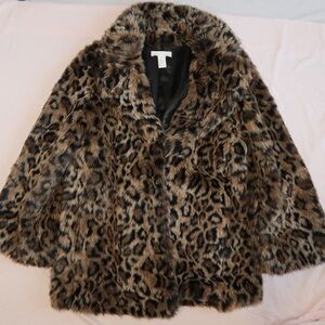 H&M leopard fur coat